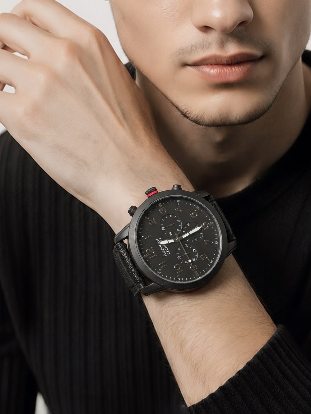 Men's American Exchange Black Chronograph Wristwatch & Straps